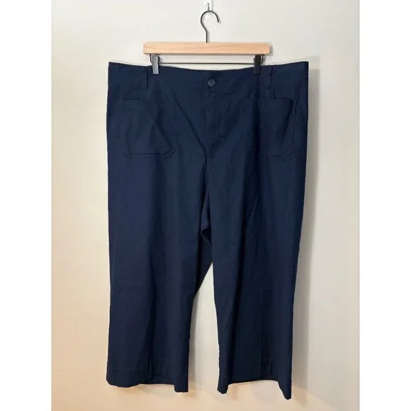 NEW Anthropologie Maeve The Colette Wide-Leg High-Rise Crop Linen Blend Pants - Picture 3 of 13